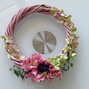 Source Unknown Pink and Green Floral Wreath